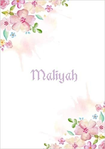 okumak Maliyah: 7x10 inches 110 Lined Pages 55 Sheet Floral Blossom Design for Woman, girl, school, college with Lettering Name,Maliyah
