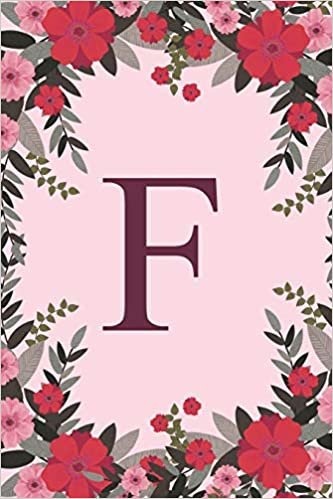 okumak F: Name Monogram Initial F Pink Floral 6x9&quot; Dot Bullet Notebook/Journal Gift Idea For Girls, Women, School, College and Work