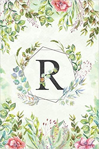 okumak R - Monogrammed Floral Journal: Personalized Medium Ruled 6x9 Notebook For Women &amp; Girls