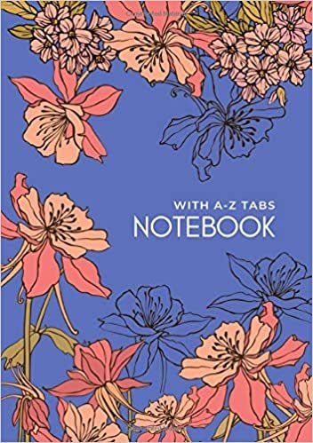 okumak Notebook with A-Z Tabs: B5 Lined-Journal Organizer Medium with Alphabetical Section Printed | Drawing Beautiful Flower Design Blue