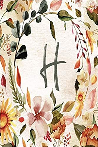 okumak H: Orange Brown Floral 6”x9” Lined Notebook (Orange Brown Floral 6”x9” Notebook Alphabet Series - Letter H, Band 8)