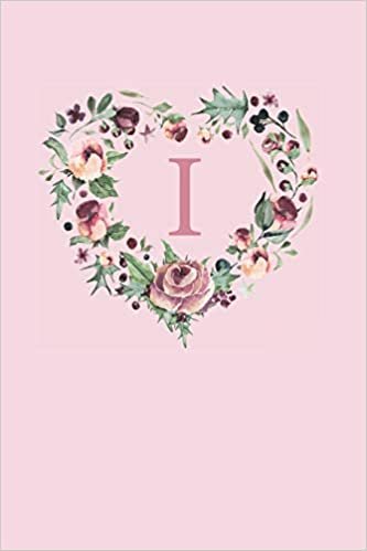 okumak I: Pink Monogram Sketchbook | 110 Sketchbook Pages (6 x 9) | Soft Pink Roses and Peonies in a Watercolor Heart Shaped Wreath Monogram Sketch Notebook ... Letter Journal | Monogramed Sketchbook