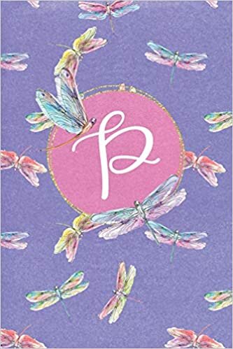 okumak P: Dragonfly Journal, personalized monogram initial P blank lined notebook | Decorated interior pages with dragonflies