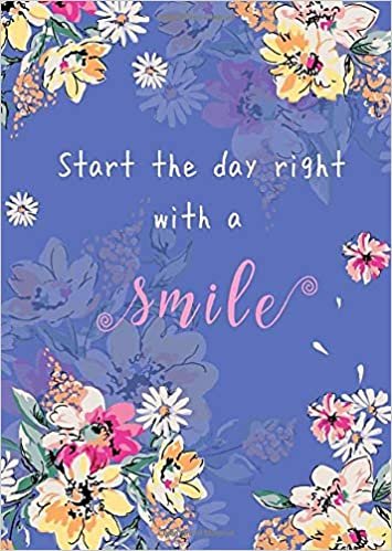 okumak Start The Day Right with A Smile: B6 Large Print Password Notebook with A-Z Tabs | Small Book Size | Colorful Painting Flower Design Blue