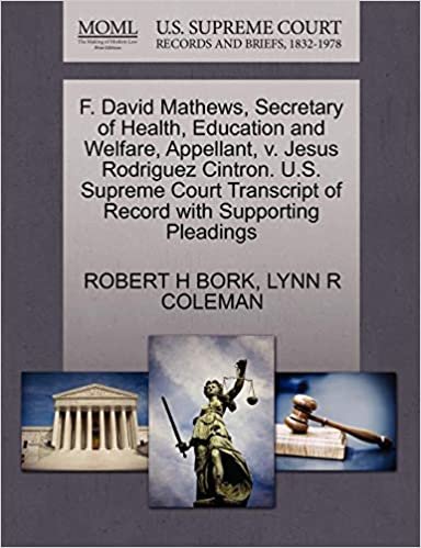 okumak F. David Mathews, Secretary of Health, Education and Welfare, Appellant, v. Jesus Rodriguez Cintron. U.S. Supreme Court Transcript of Record with Supporting Pleadings