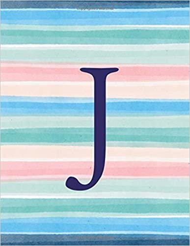 okumak J: Monogram Initial J Notebook for Women and Girls-Ombre Beachy Vibes Stripes-120 Pages 8.5 x 11