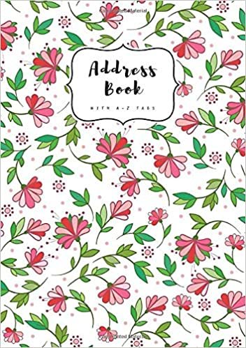 okumak Address Book with A-Z Tabs: A5 Contact Journal Medium | Alphabetical Index | Curving Flower Leaf Design White