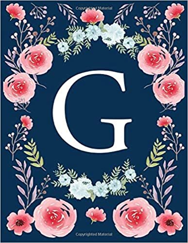 okumak G: Monogram Initial G Notebook for Women and Girls, Floral (8.5 x 11) 120 Pages Line Bullet Journal