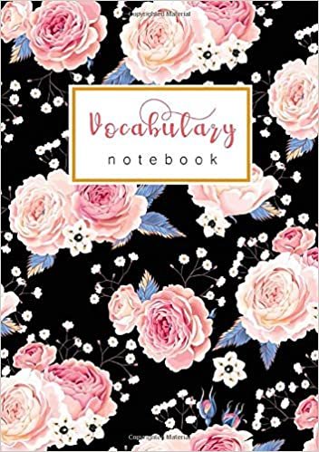 okumak Vocabulary Notebook: A5 Notebook 3 Columns Medium | A-Z Alphabetical Tabs Printed | Beautiful Sweet Floral Rose Design Black