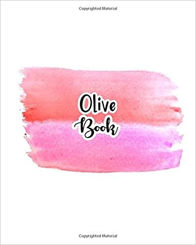 okumak Olive Book: 100 Sheet 8x10 inches for Notes, Plan, Memo, for Girls, Woman, Children and Initial name on Pink Water Clolor Cover