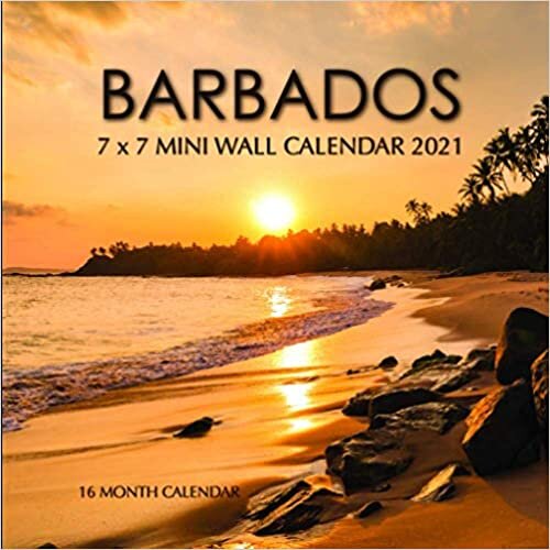 okumak Barbados 7 x 7 Mini Wall Calendar 2021: 16 Month Calendar