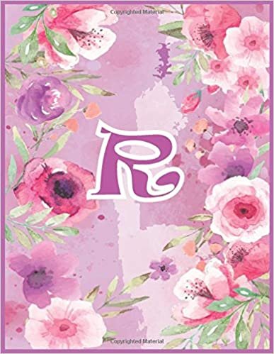 okumak R: Monogram Initial R Notebook for Women and Girls, Pink Floral 8.5 x 11 110 Cream Pages: This is the perfect journal Notebook for Girls, Women, Kids ... Gift , with Matte softcover &amp; Paper high qual