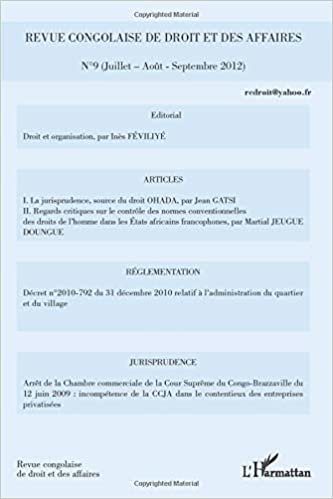 okumak Revue congolaise de droit et des affaires n°9: Juillet-Août-Septembre 2012