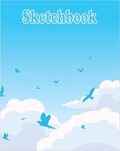 okumak Sketchbook: Background with birds above clouds :  120 Pages of 8&quot; x 10&quot; Blank Paper for Drawing, Doodling or Sketching (Sketchbooks)