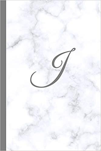okumak J: Letter J Monogram Marble Journal with White &amp; Grey Marble Notebook Cover, Stylish Gray Personal Name Initial, 6x9 inch blank lined college ruled diary, perfect bound Glossy Soft Cover