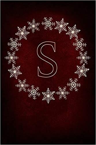 okumak S: Monogram Initial Notebook Journal with Magical Snowflake Red Cover