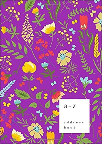 okumak A-Z Address Book: A5 Medium Notebook for Contact and Birthday | Journal with Alphabet Index | Garden Flower Herb Cover Design | Purple