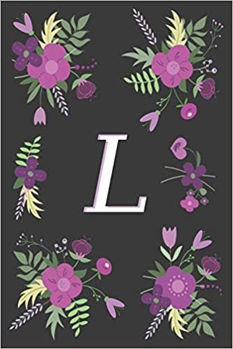 okumak L: Letter L Initial Monogram Notebook, for Kids, Girls &amp; Women | Pink Floral with letter L glossy and smooth finish cover, (6 x 9) 120 pages