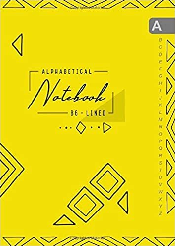 okumak Alphabetical Notebook B6: Small Lined-Journal Organizer with A-Z Tabs Printed | Tribal Design Yellow