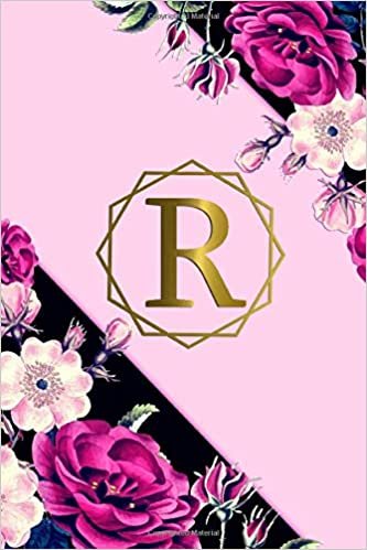 okumak R: Trendy Gold Monogram Initial Letter R Wide Ruled Notebook for Women, Girls &amp; School - Pretty Baby Pink Personalized Wide Lined Blank Journal &amp; Diary.
