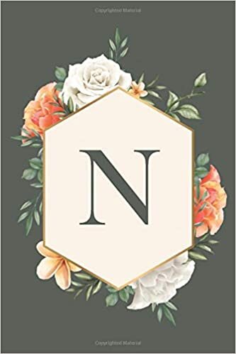 okumak N: Cute Initial Monogram Letter N notebook, Pretty Personalized Medium Lined Journal &amp; Diary for Writing &amp; Note Taking, Lovely Floral Notebook Journal for Women and Girls