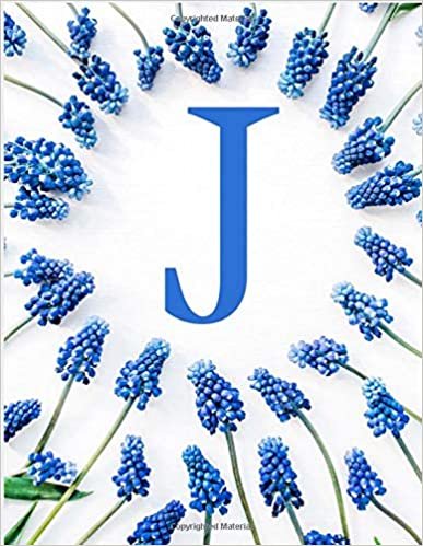 okumak J: Monogram Initial J Journal with Bluebonnets for Women Floral 8.5 x 11 pages 120 Journal Lined Paper