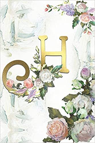 okumak H: Roses Journal, personalized monogram initial H blank lined notebook | Decorated interior pages with Roses