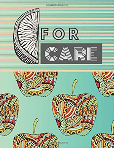 okumak &#39;C for CARE&#39; College Ruled (Lines) Unusual Designed Pages: Inspiring Composition Notebook/Journal/Diary - Picture Cover, African Pattern Apples Blue Background