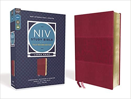 okumak NIV Study Bible, Fully Revised Edition, Large Print, Leathersoft, Burgundy, Red Letter, Comfort Print