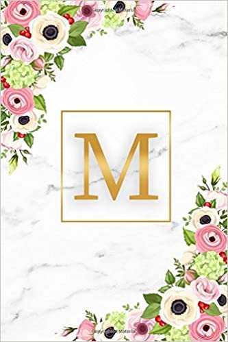 okumak M: Marble &amp; Gold Initial Monogram Letter M College Ruled Notebook for Notes &amp; Writing - Pretty Floral Personalized Medium Lined Journal &amp; Diary for Women and Girls.