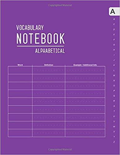 okumak Vocabulary Notebook Alphabetical: 8.5 x 11 Large Notebook 3 Columns with A-Z Tabs Printed | Smart Design Purple
