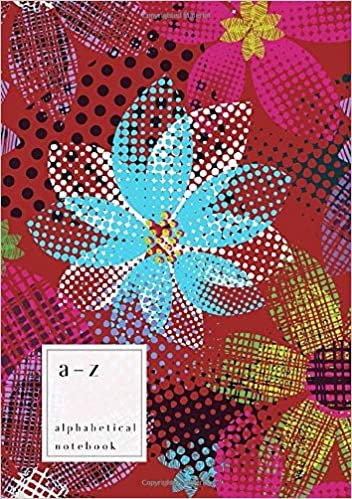 okumak A-Z Alphabetical Notebook: A5 Medium Ruled-Journal with Alphabet Index | Abstract Grunge Flower Cover Design | Red