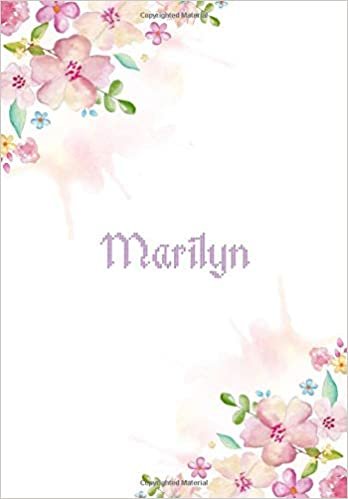 okumak Marilyn: 7x10 inches 110 Lined Pages 55 Sheet Floral Blossom Design for Woman, girl, school, college with Lettering Name,Marilyn