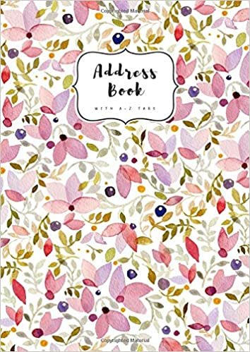 okumak Address Book with A-Z Tabs: A4 Contact Journal Jumbo | Alphabetical Index | Large Print | Watercolor Floral Pattern Design White