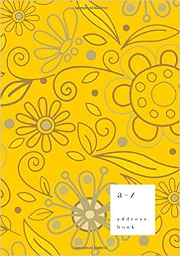okumak A-Z Address Book: B5 Medium Notebook for Contact and Birthday | Journal with Alphabet Index | Hand-Drawn Flower Cover Design | Yellow