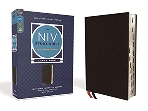 okumak NIV Study Bible, Fully Revised Edition, Large Print, Bonded Leather, Black, Red Letter, Thumb Indexed, Comfort Print