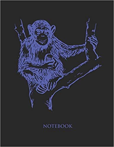 Chimpanzee Notebook: College Wide Ruled Notebook - Large (8.5 x 11 inches) - 110 Numbered Pages - Blue Softcover