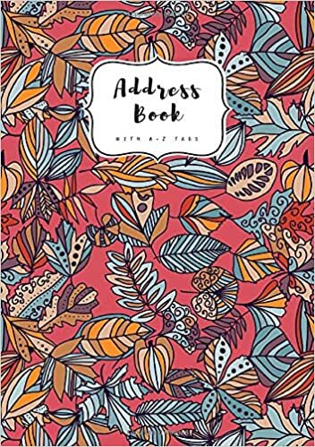 okumak Address Book with A-Z Tabs: A5 Contact Journal Medium | Alphabetical Index | Abstract Hand Draw Floral Design Red