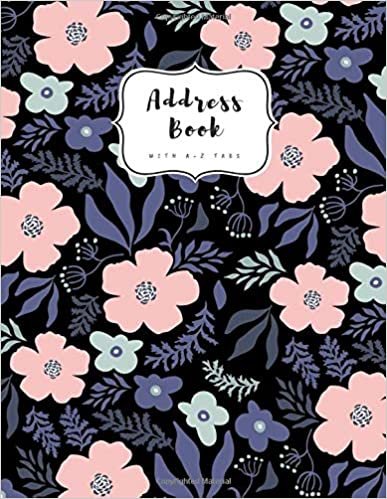 okumak Address Book with A-Z Tabs: A4 Contact Journal Jumbo | Alphabetical Index | Large Print | Cute Illustration Flower Design Black