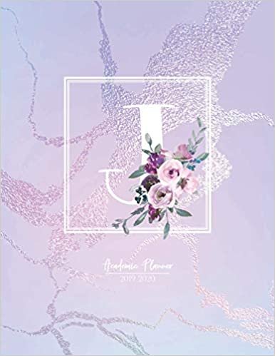 okumak Academic Planner 2019-2020: Purple Pink and Blue Matte Iridescent with Flowers Monogram Letter J Academic Planner July 2019 - June 2020 for Students, Moms and Teachers (School and College)