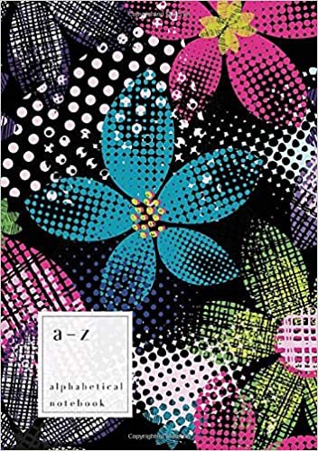 okumak A-Z Alphabetical Notebook: A5 Medium Ruled-Journal with Alphabet Index | Abstract Grunge Flower Cover Design | Black