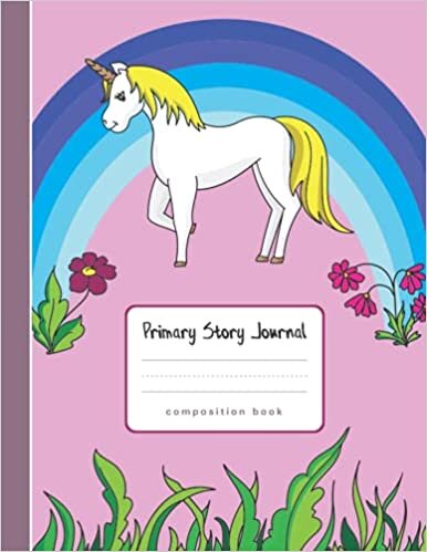 okumak Primary Story Journal Composition Book: Cut Unicorn Dotted Midline, Picture Space, Grades K-2 Exercise Book, 100 pages, 8.5x11