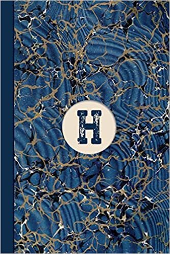 okumak Monogram H Marble Notebook (Blue Ginger Edition): Blank Lined Marble Journal for Names Starting with Initial Letter H