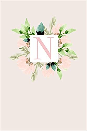 okumak N: 110 College-Ruled Pages (6 x 9) | Monogram Journal and Notebook with a Classic Light Pink Background of Vintage Floral Roses and Peonies in a ... Journal | Monogramed Composition Notebook