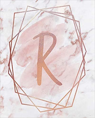 okumak LETTER R LINED JOURNAL: Rose Gold Monogram Lined Journal - 150 Pages - 8x10 inch (ROSE GOLD MARBLE MONOGRAM LINED JOURNALS)