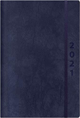 okumak ReLeather Daily dunkelblau 2021: Terminplaner groß. DIN A5 Termin-kalender mit Vintage-leder und Tageskalendarium.
