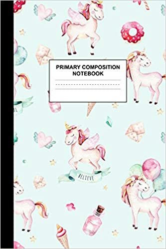 okumak Primary Composition Notebook: Writing Journal for Grades K-2 Handwriting Practice Paper Sheets - Elegant Unicorn School Supplies for Girls, Kids and ... 1st and 2nd Grade Workbook and Activity Book