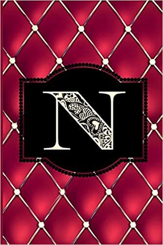 okumak N: Monogram Journal or Diary. Captivating Ruby Red and Gold Diamond Design with a Decorative Uppercase Initial with Texture &amp; Charm on a Vintage Black ... 110 Blank Lined Pages with Space for Date)