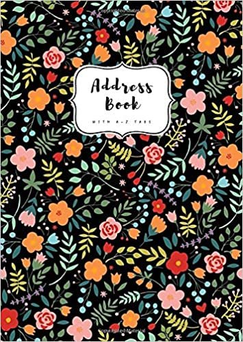 okumak Address Book with A-Z Tabs: B6 Contact Journal Small | Alphabetical Index | Colorful Mini Floral Design Black