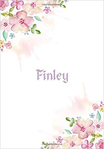 okumak Finley: 7x10 inches 110 Lined Pages 55 Sheet Floral Blossom Design for Woman, girl, school, college with Lettering Name,Finley